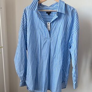 Talbots Poplin Popover Stripes Top Size 1X